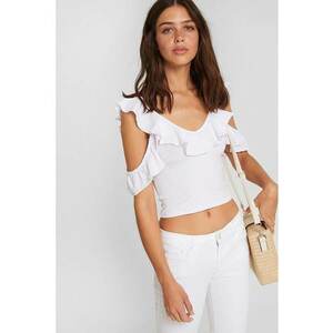 Tricou crop cu decupaj pe umeri imagine