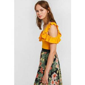 Tricou crop cu decupaj pe umeri imagine