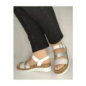Sandale Casual Dama D0Q55-90 Albe Cu Argintiu - Alb - imagine