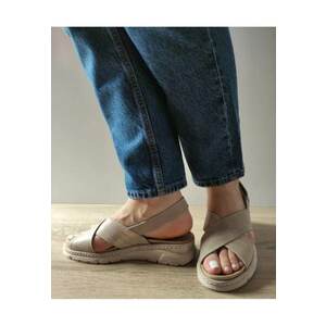 Sandale Casual Dama 12505Vt Mostar 03-N Bej Cu Metalic - Bej - imagine