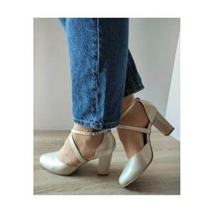 Pantofi Eleganti Dama 27336 Bej Sidefat - Bej - imagine