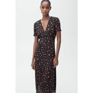 Rochie midi cu decolteu in V imagine