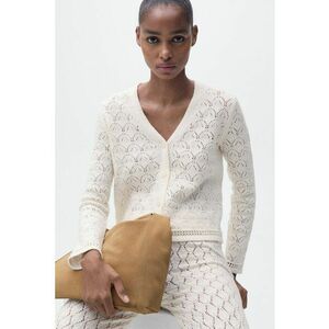 Cardigan cambrat cu perforatii imagine