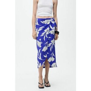 Fusta midi cu model petrecut si design floral imagine