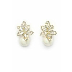 Cercei drop cu design floral si zirconia cubica imagine
