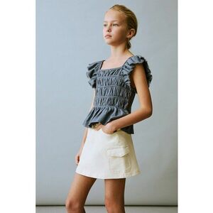 Fusta din denim cu model uni imagine
