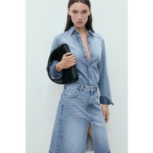 Fusta din denim cu slit frontal imagine