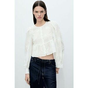 Bluza crop din bumbac imagine