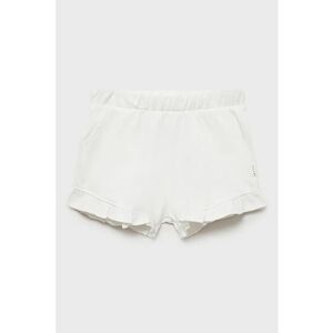 Pantaloni scurti din bumbac cu terminatii cu volane si model uni imagine