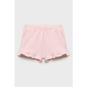 Pantaloni scurti din bumbac cu terminatii cu volane si model uni imagine