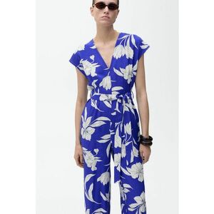 Salopeta cu imprimeu floral si decolteu in V imagine