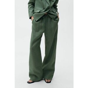 Pantaloni din in cu croiala ampla si snur de ajustare imagine