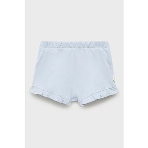 Pantaloni scurti din bumbac cu terminatii cu volane si model uni imagine