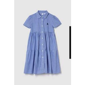 Rochie-camasa cu model in dungi si guler ascutit imagine