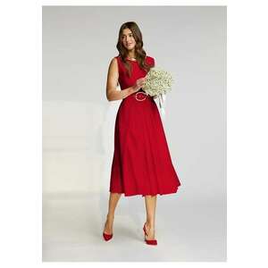 Rochie cocktail midi cu buzunare si curea asortata Vienna imagine