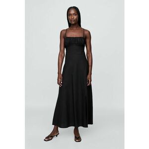 Rochie evazata din amestec de in cu slit lateral imagine