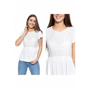 Bluza Dama - Alice C Crochet - Croi Normal - Fara Inchidere - 100% Bumbac - Maneci Scurte - M Intl - Alb imagine