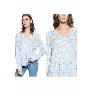 Bluza Dama - Erika V - Croi Normal - 100% Bumbac - Fara Inchidere - Maneci Lungi - S Intl - Albastru imagine