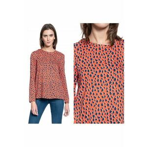 Bluza Dama - Emma C Leoprint - Croi Normal - 100% Modal - Fara Inchidere - Maneci Lungi - S Intl - Rosu imagine