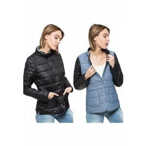 Jacheta de tranzitie pentru femei - REVERSIBLE JACKET - Bumbac - Fara gluga - Nasturi - Albastru/Negru - imagine