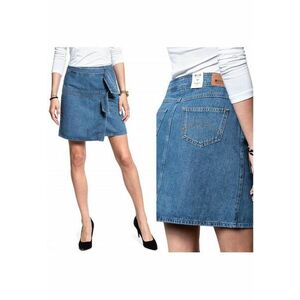 Fusta Din Denim - Fusta Infasurata - Croi: Regular Fit - Inchidere: Catarama - Compozitie Material: 100% Bumbac - Model Dominant: Denim - Marime: W27 EU - Albastru imagine