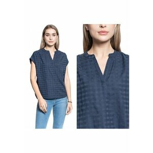 Bluza Dama - Elsa Check Top - Material: 100% Bumbac - Croi: Regular Fit - Inchidere: Fara - Maneci: Scurte - Marime: S Intl - Albastru imagine