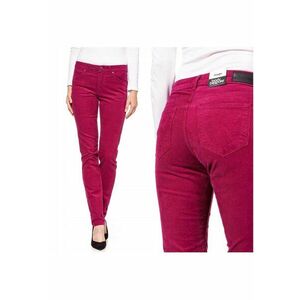 Pantaloni din stofa pentru femei SLIM W26 L32 - Bumbac - Casual - Uni - Croiala ajustata - Lung - Fermoar cu fermoar - Confortabil - Roz imagine