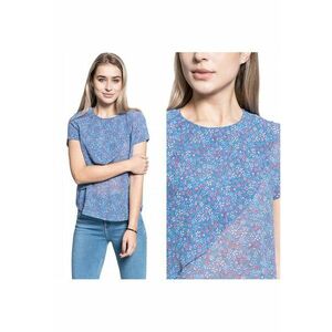 Bluza Dama - Bluza Elsa Aop - Croi Normal - Fara Inchidere - 100% Poliester - Maneci Scurte - M Intl - Albastru imagine