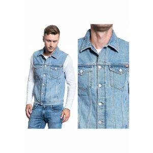 Vesta Fara Maneci - Vesta Biker - Croiala Regulara - Inchidere: Nasturi - Compozitie Material: 100% Bumbac - Numar De Buzunare: 4 - M Intl - Albastru imagine