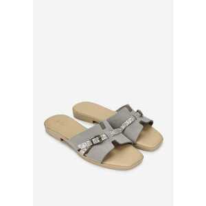 Sandale stil papuc dama din piele intoarsa gri imagine