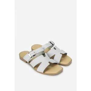 Sandale stil papuc dama din piele alba imagine