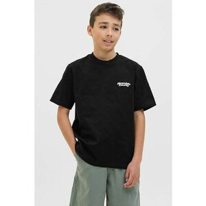 Tricou cu decolteu la baza gatului si imprimeu text imagine