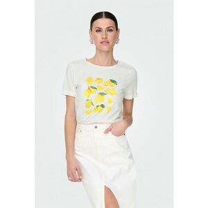 Tricou cu decolteu la baza gatului cu imprimeu grafic imagine