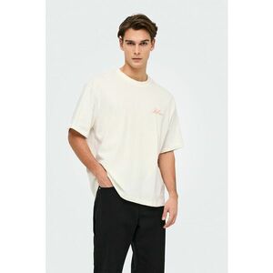 Tricou lejer cu imprimeu grafic si model text pe partea din spate imagine