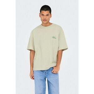 Tricou lejer cu imprimeu grafic si model text pe partea din spate imagine