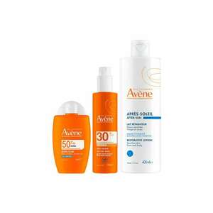 Pachet – Fluid protectie solara fata SPF 50+ 50 ml + Spray invizibil SPF 30 - 200 ml + Lotiune dupa plaja - 400 ml imagine