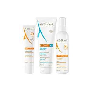 Pachet Protect – Fluid invizibil protectie solara SPF 50+ - 40 ml + Spray protectie solara SPF 50+ - 200 ml + Lotiune reparatoare after sun Protect AH - 250 ml imagine