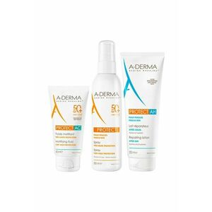 Pachet Protect – Fluid matifiant protectie solara SPF 50+ - 40 ml + Spray protectie solara SPF 50+ - 200 ml + Lotiune reparatoare after sun Protect AH - 250 ml imagine