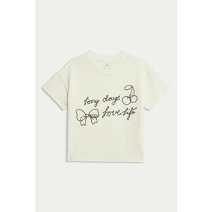Tricou cu decolteu la baza gatului si text brodat imagine