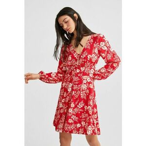 Rochie-camasa cu maneci bufante si model floral imagine