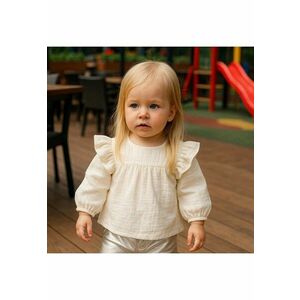 Bluza cu maneca lunga si volan - - Minimal Optimist - Ecru - pentru fetite imagine
