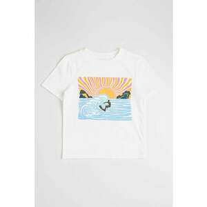Tricou cu imprimeu si decolteu la baza gatului imagine
