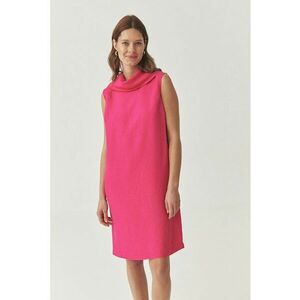 Rochie din amestec de in cu croiala in A si decolteu drapat imagine