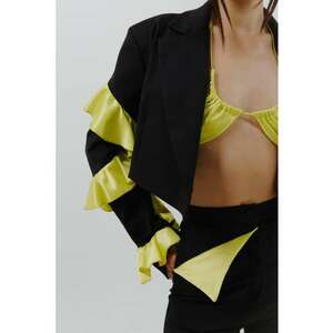 Sacou crop cu volane contrastante imagine