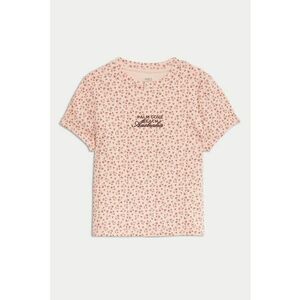 Tricou cu model floral si text brodat imagine