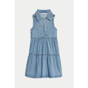 Rochie evazata de bumbac si lyocell cu guler ascutit imagine