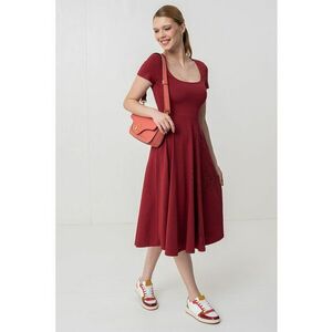 Rochie midi evazata cu decolteu rotund imagine