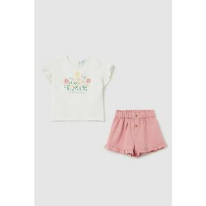 Set de tricou cu model floral si pantaloni scurti imagine