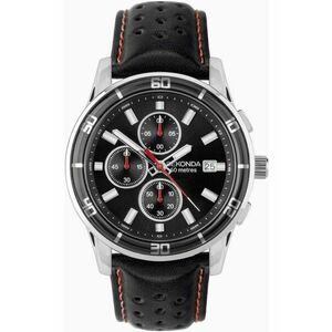 Ceas barbatesc Midnight 30206 - negru - curea din piele naturala - mecanism quartz - rezistenta la apa 5 ATM imagine