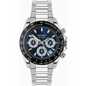 Ceas barbatesc Circuit Chronograph - albastru - bratara din otel inoxidabil - rezistent la apa 5 ATM imagine